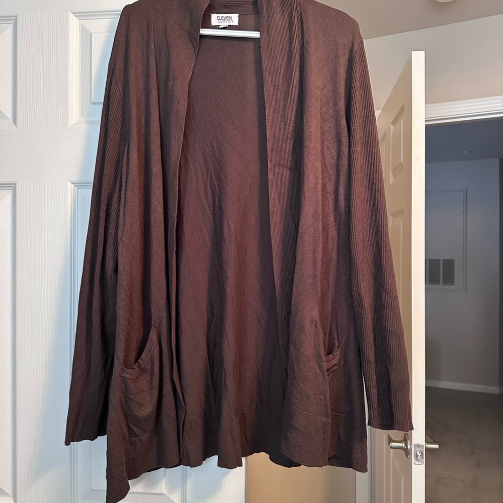 Elegant olive green (looks brown in pic) Cardigan Sweater